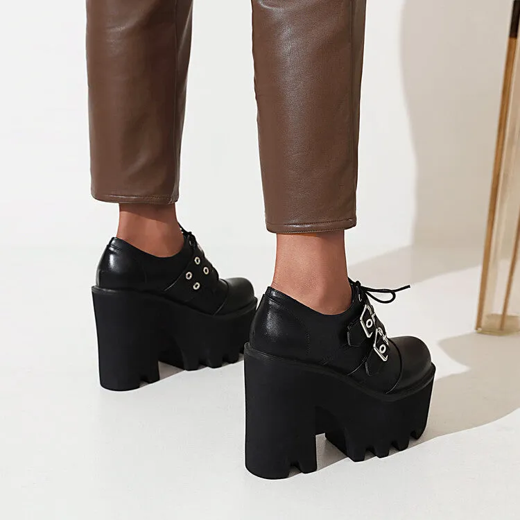Women's Thick Sole Hollow Out Platform Chunky High Heel