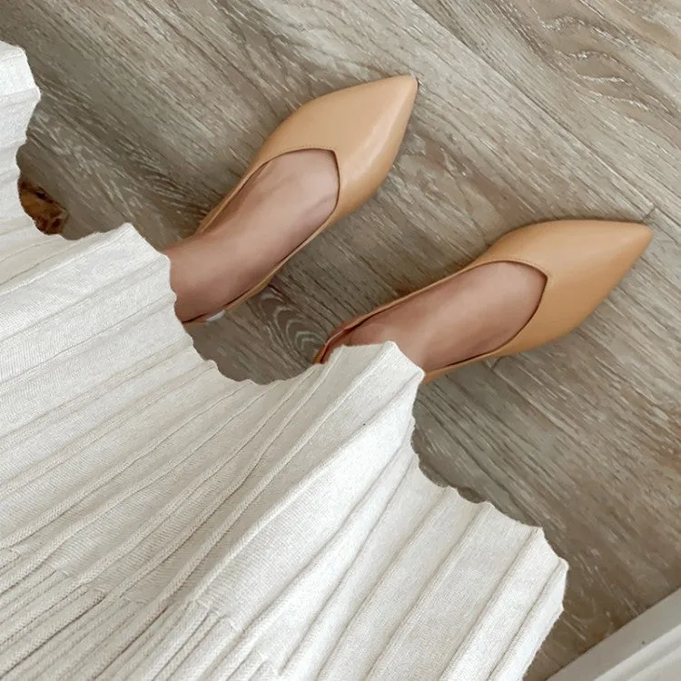 Women's's Solid Color Pointed Toe Chunky Heel Medium Block Heel Slingbacks Sandals