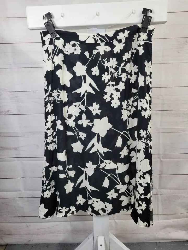 XLARGE BLACK A396642 Candace Cameron Bure Regular Printed Woven Pull-On Midi Skirt