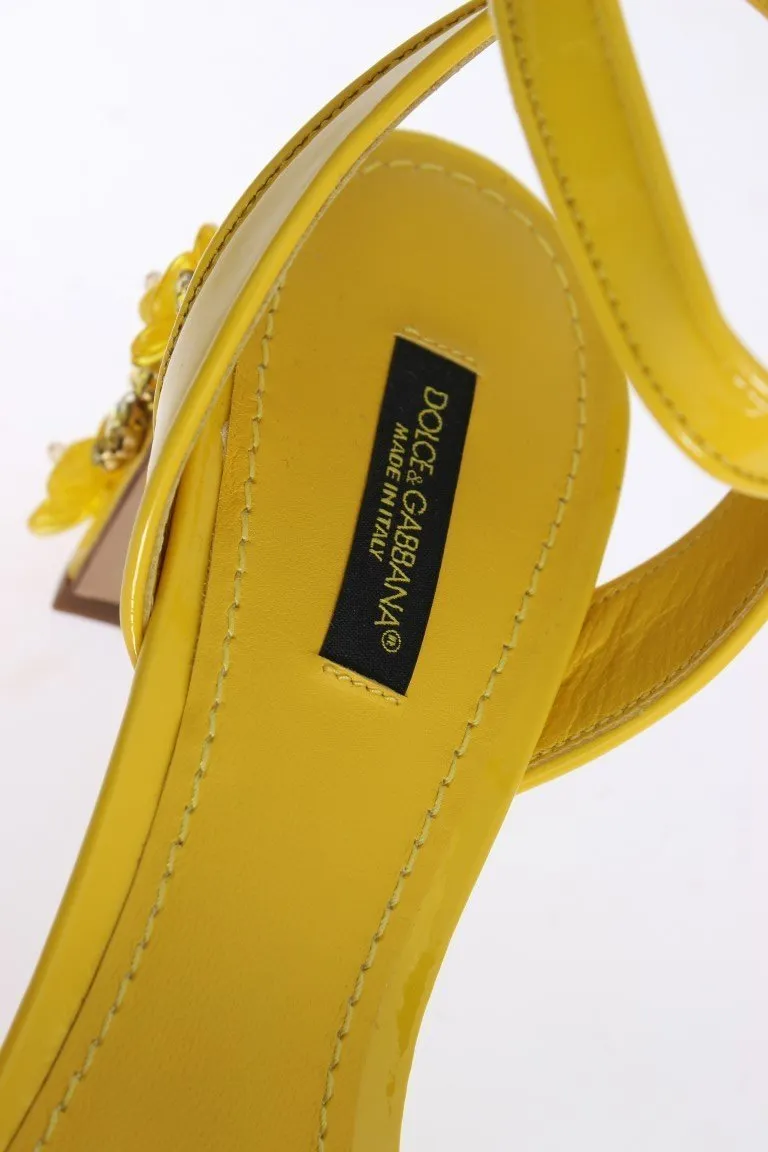 Yellow Leather Crystal Slingbacks