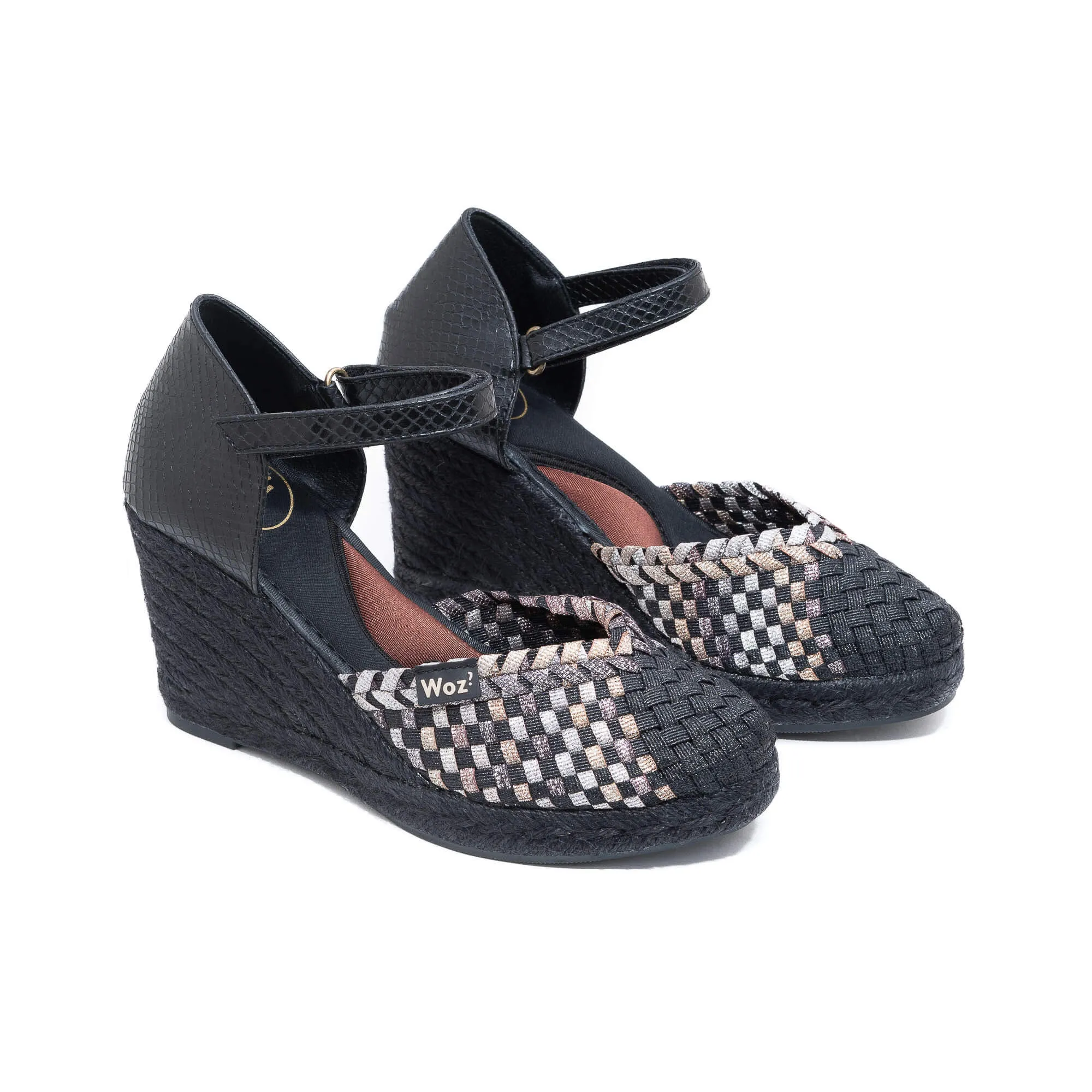 Zaira Black & Multi Bronze Espadrille
