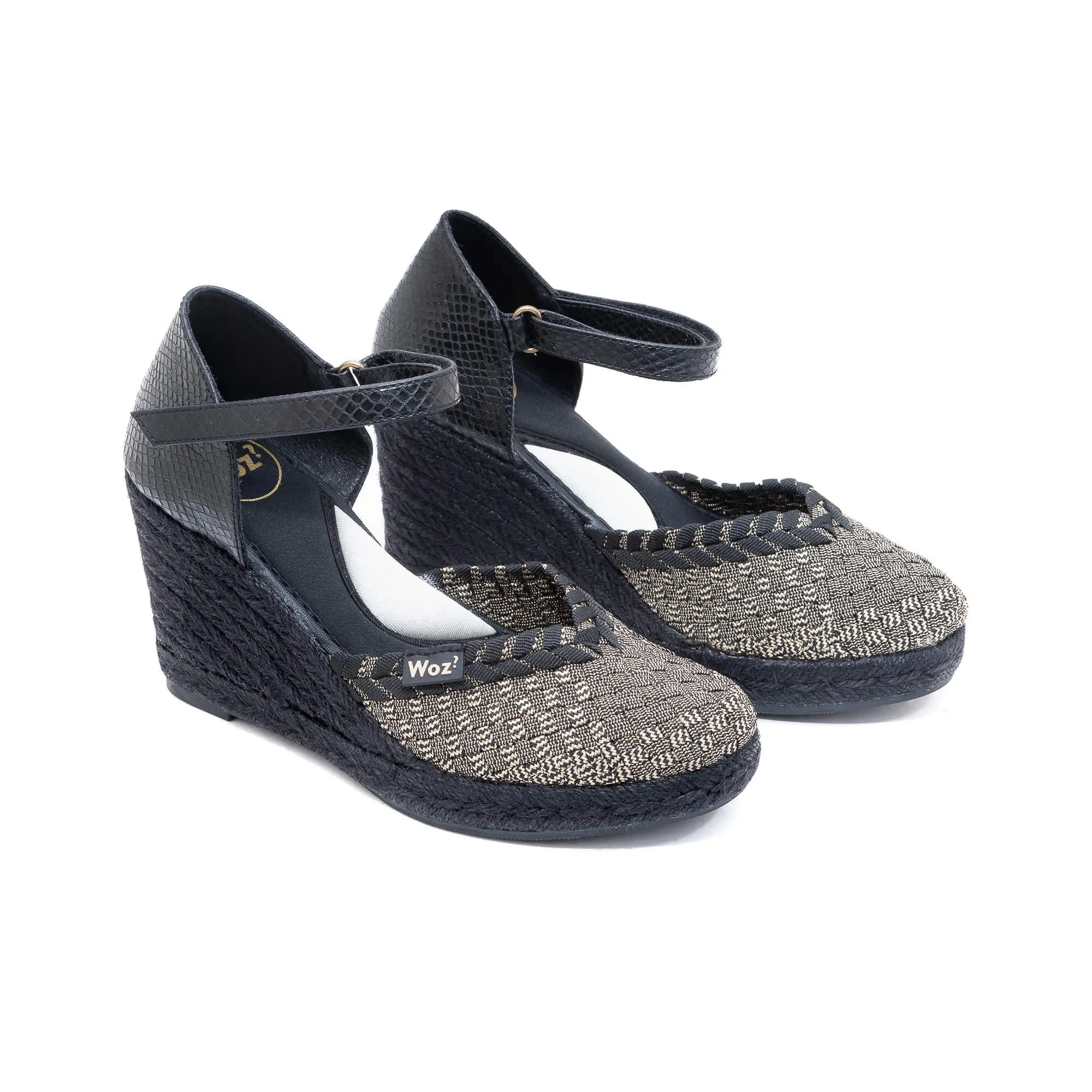 Zaira Gold & Black Espadrille