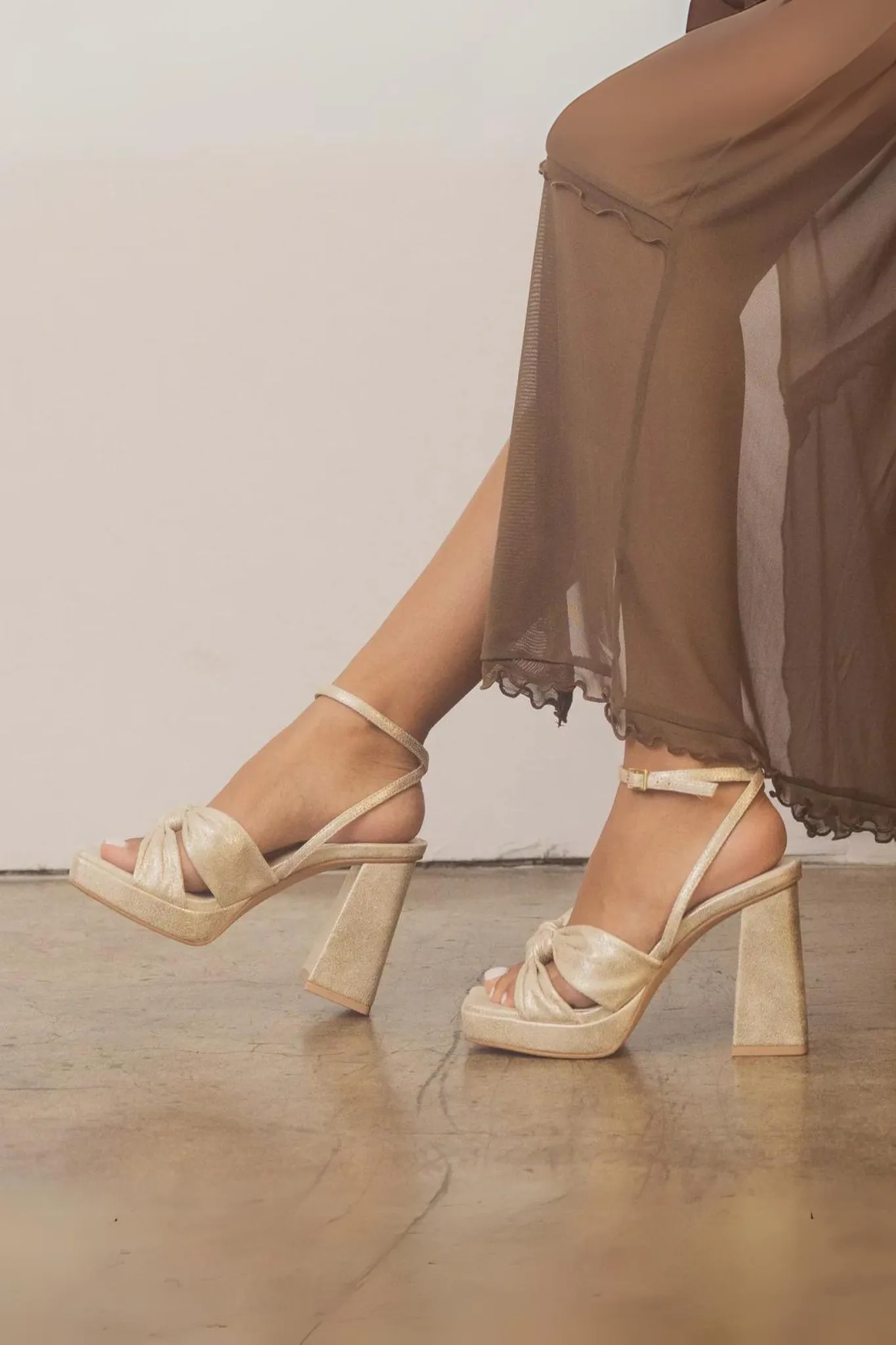 Zoey Platform Heels Gold