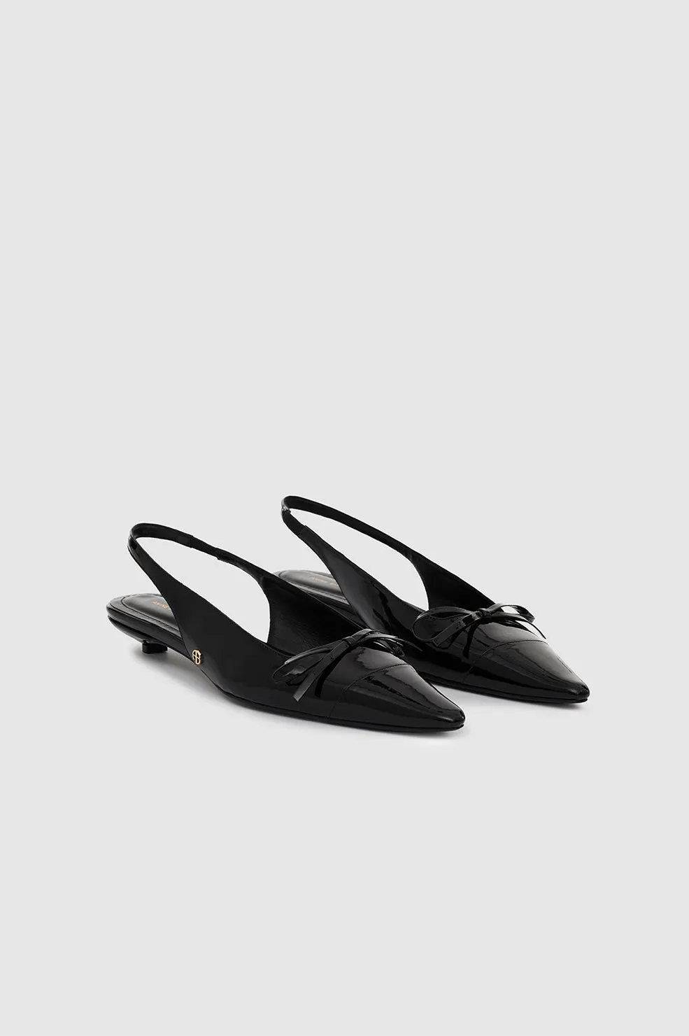 Zoey Slingback Heels - Black Patent