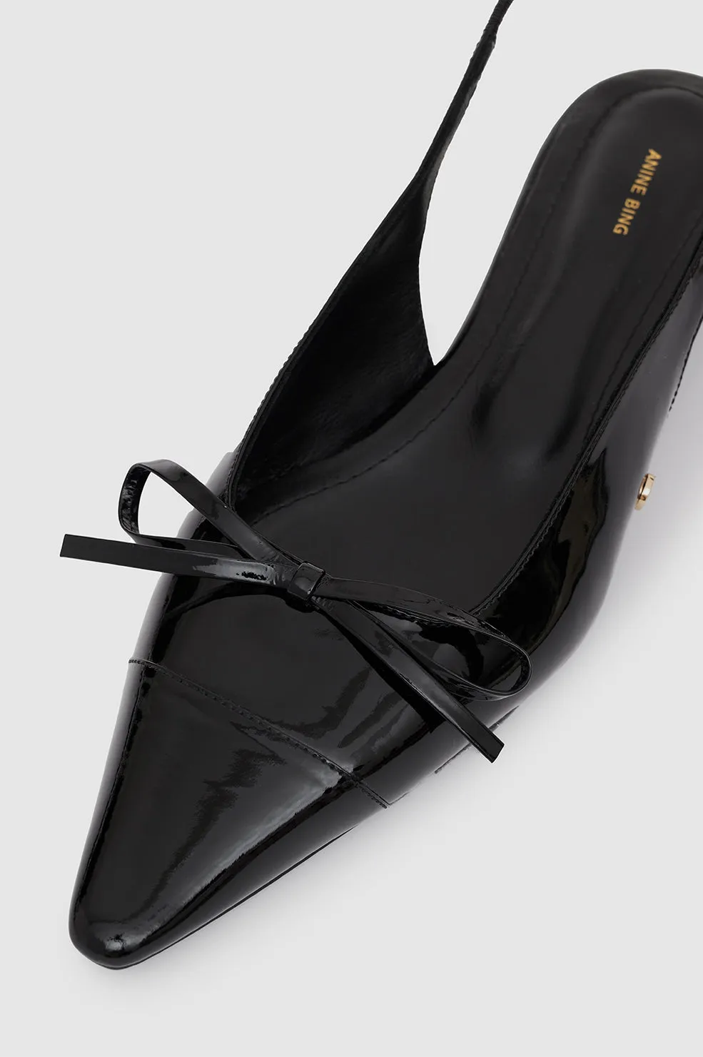 Zoey Slingback Heels - Black Patent
